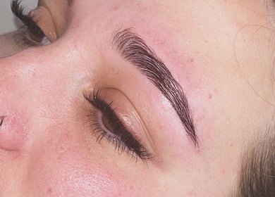Close-up of expertly shaped eyebrows from BeautyHour in Leighton Buzzard, England, GB.