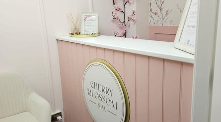 Cherry Blossom Spa reception area with elegant decor in Leyland, England, GB.