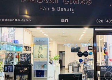 Adelle hairdresser's inviting salon front in London, England, GB, showcasing a stylish and modern entrance.
