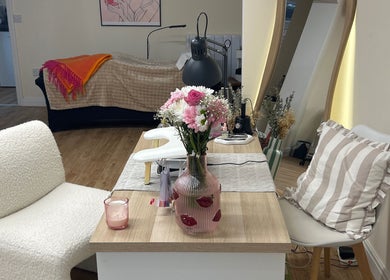 Cozy beauty station at Gels By Em - The Ladies Room Lytham, Lytham Saint Annes, England with chic decor.
