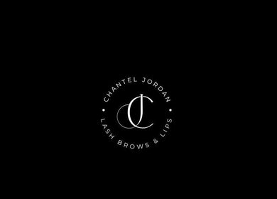 Logotipo elegante de Chantel Jordan Beauty em Rinchoa, Lisboa, PT.