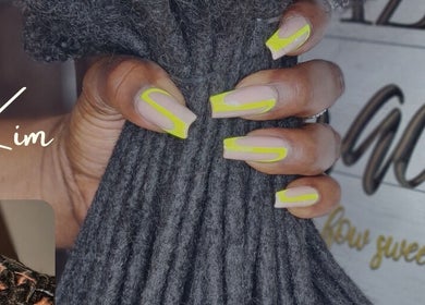 Neon yellow nails at NewGrowth Beauty Salon 2 Abaco in West Grand Bahama, BS, display vibrant style.
