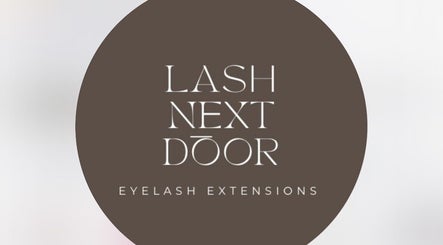 Lash_nextdoor logo for eyelash extensions in Cambridge, Ontario, CA, showcasing elegance and brand identity.