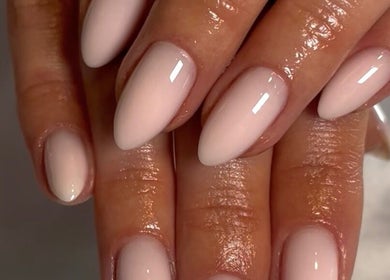 Elegant natural nails at Nails by Ray, Chelmsford, England, GB with glossy finish.