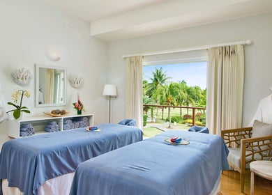 Soothing massage room at The Spa at Calabash with garden view in Saint George's, Saint George, GD.