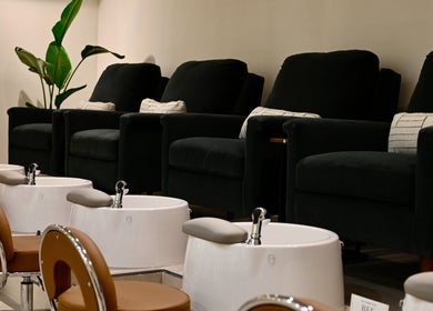 Luxurious pedicure stations at REE SPA, New York, New York, US, offering a serene wellness experience.