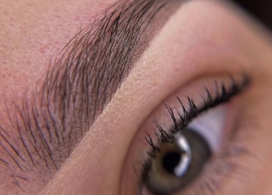 Closeup of expertly groomed eyebrow at The Brow Secret in Stoke Gifford, England, GB.
