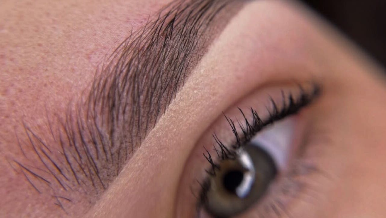 Close-up of perfectly shaped eyebrow at The Brow Secret, Stoke Gifford, England, GB.
