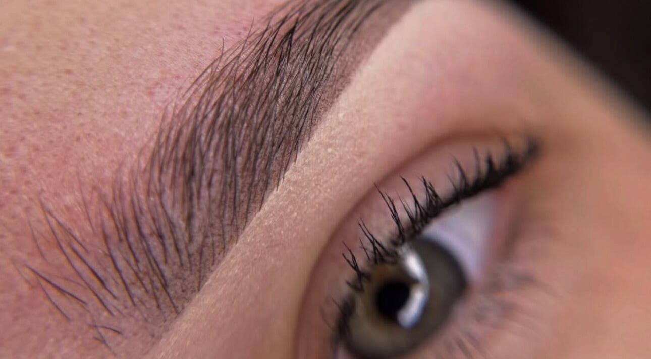 Close-up of perfectly shaped eyebrow at The Brow Secret, Stoke Gifford, England, GB.