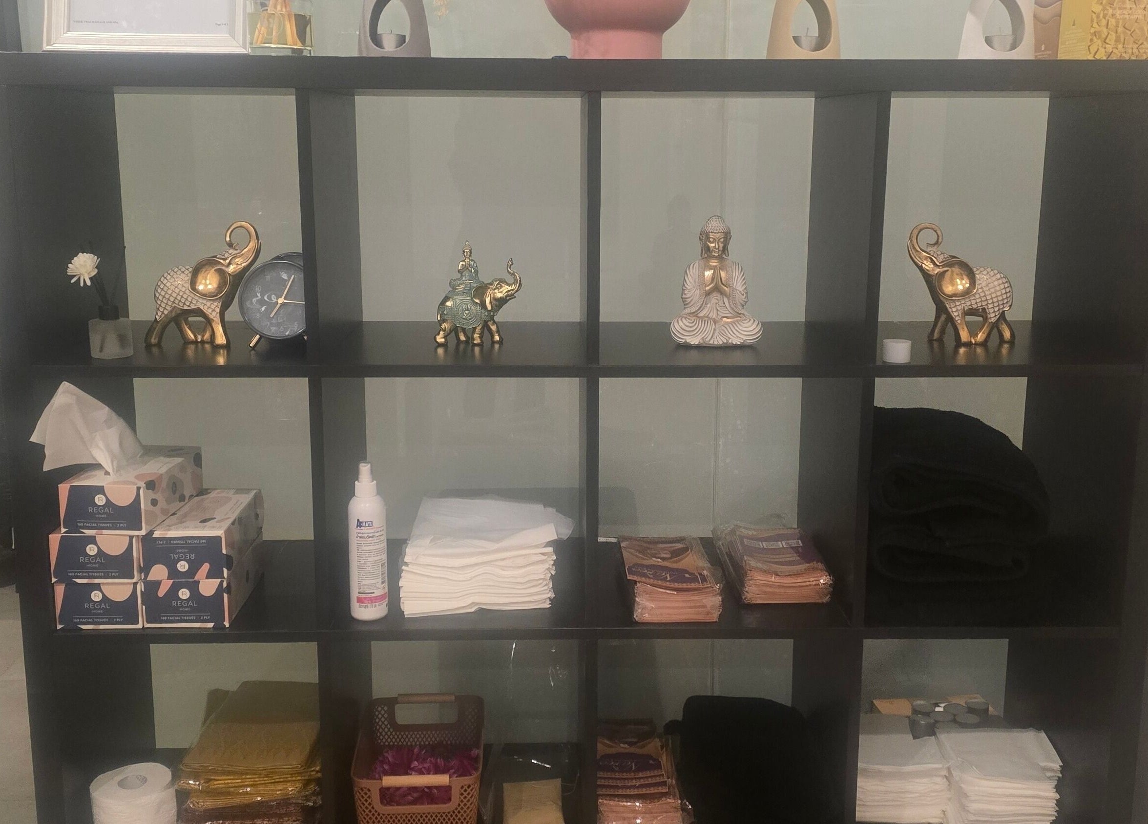 Elephant and Buddha decor at Nareethaimassageandspa, Riverwood, New South Wales, AU.