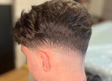 Close-up of a fresh fade haircut at CH hair, Belfast, Northern Ireland, GB.