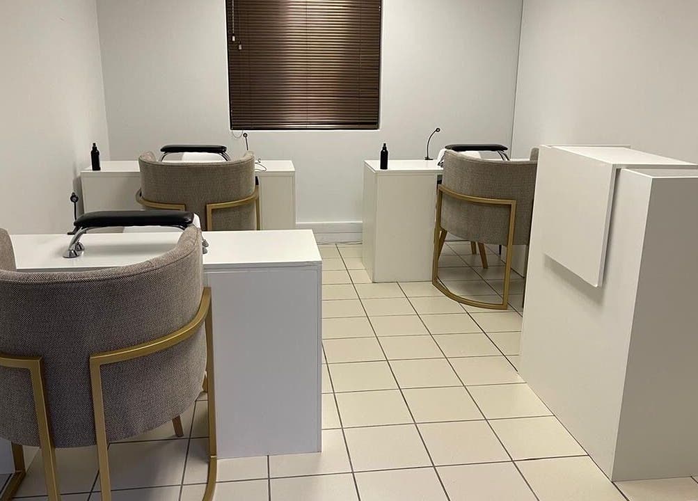 Chic manicure stations at LedyLux Beauty, Johannesburg, Gauteng, ZA, offering luxury nail services.
