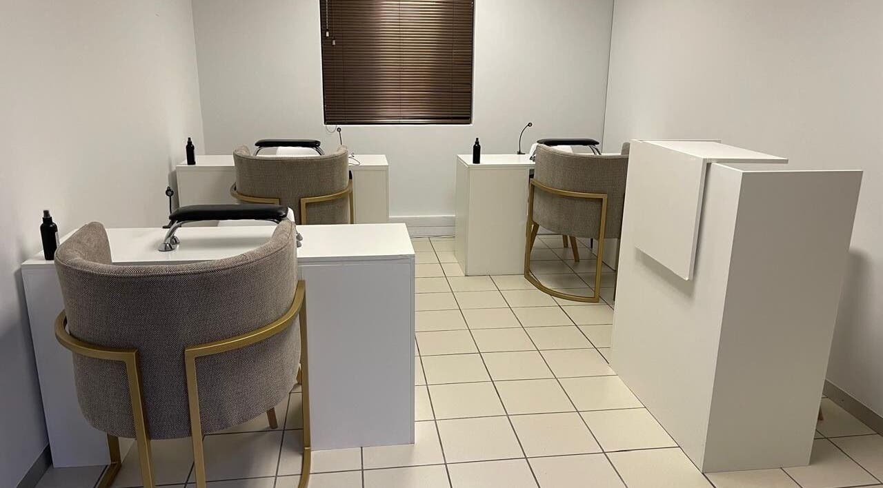 Chic manicure stations at LedyLux Beauty, Johannesburg, Gauteng, ZA, offering luxury nail services.