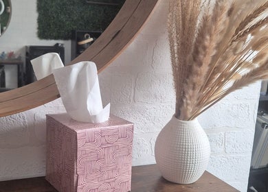 Elegant decor with pampas and mirror at Hair by Chantelle, Worcester, England, GB.
