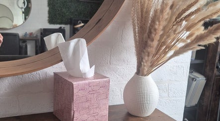 Elegant decor with pampas and mirror at Hair by Chantelle, Worcester, England, GB.