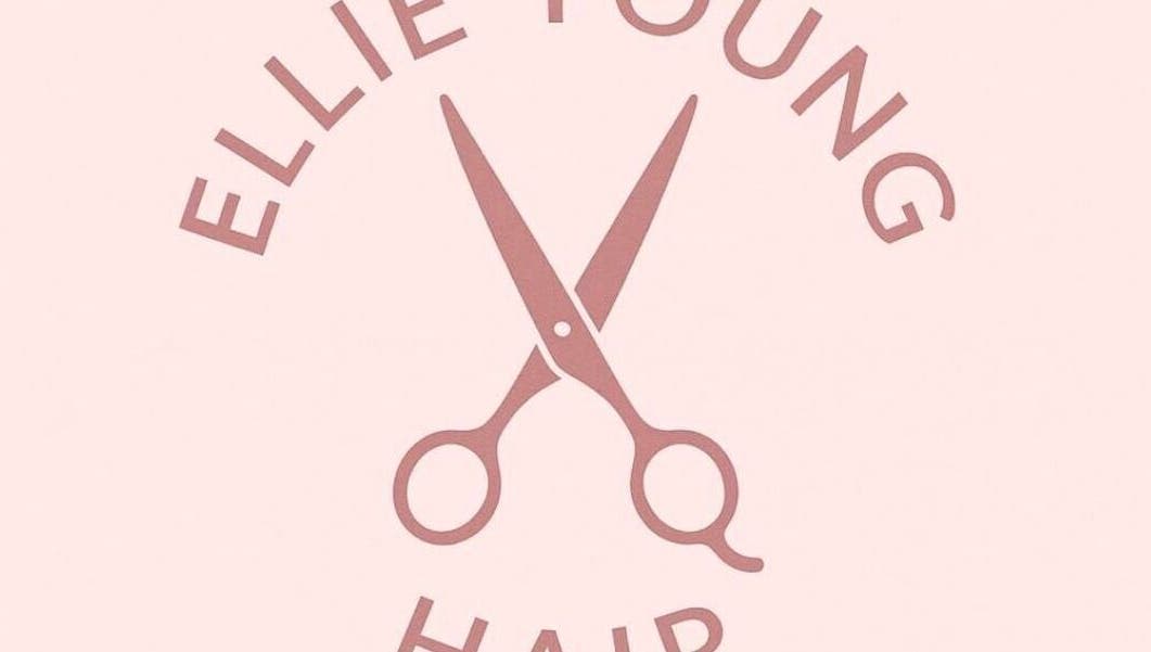 Logo of Ellieyounghair featuring scissors in Sutton, England, GB. Elegant design symbolizing premium hair services.