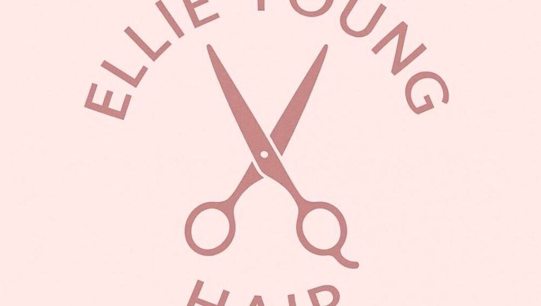 Logo of Ellieyounghair featuring scissors in Sutton, England, GB. Elegant design symbolizing premium hair services.