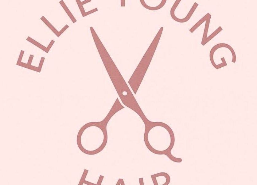 Logo of Ellieyounghair featuring scissors in Sutton, England, GB. Elegant design symbolizing premium hair services.