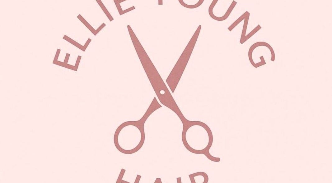 Logo of Ellieyounghair featuring scissors in Sutton, England, GB. Elegant design symbolizing premium hair services.