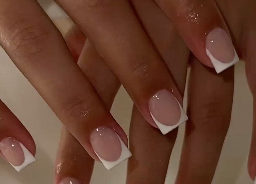 Elegant French manicure at Beauty Glamorous Nails, Kralendijk, Bonaire, BQ.