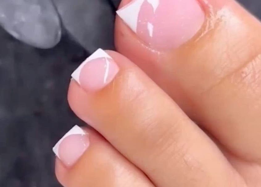 Stylish French toenail design at Beauty Glamorous Nails, Kralendijk, Bonaire, BQ.