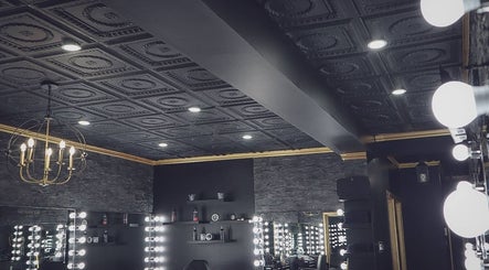Chic salon interior at Newav Brossard, featuring vintage-style lights, Brossard, Québec, CA.
