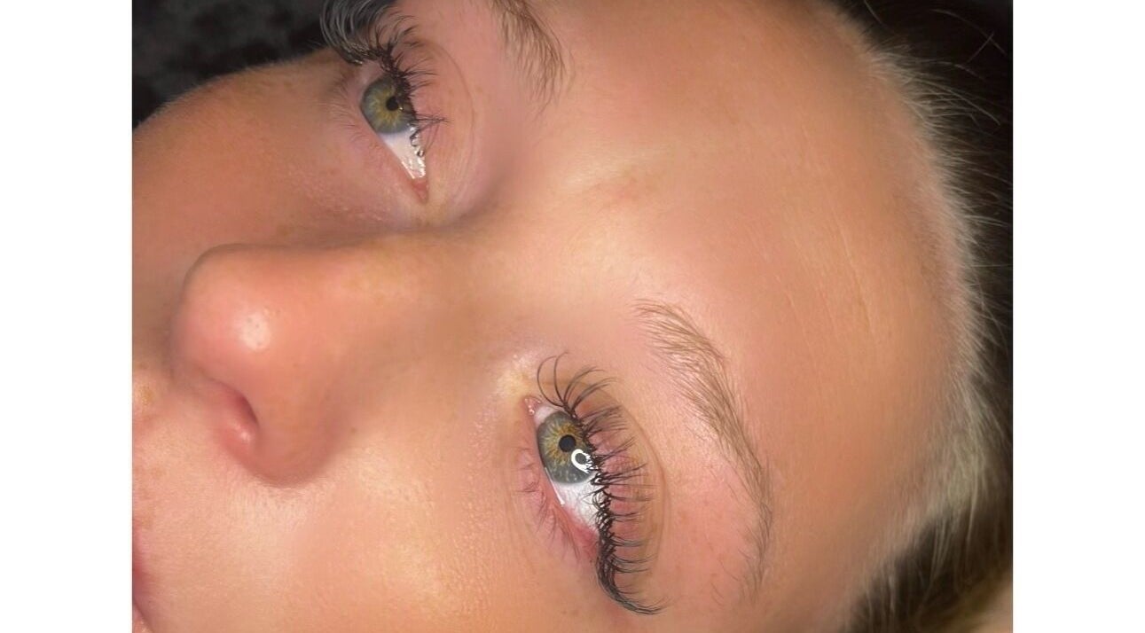 Close-up of eyelash extensions at V&A Lashes, Portsmouth, England, GB.