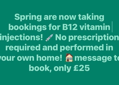 Book B12 vitamin injections with Spring Wellness & Foot Care, Fareham, England. Home service at £25.
