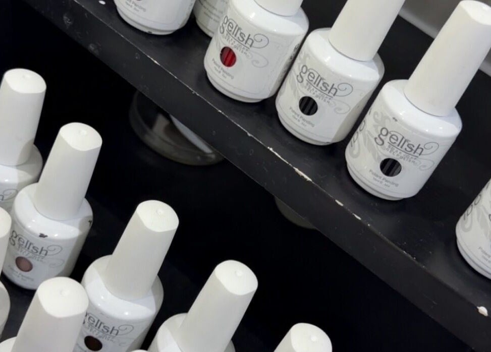 Nail polish selection at ErojaHive, Lagos, Lagos, NG. Premium gel polishes in vibrant colors displayed on shelves.