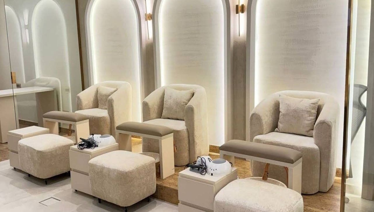 Elegant pedicure chairs at OASIS BEAUTY HOUSE, Riyadh, Riyadh Province, SA, showcasing luxury and comfort.