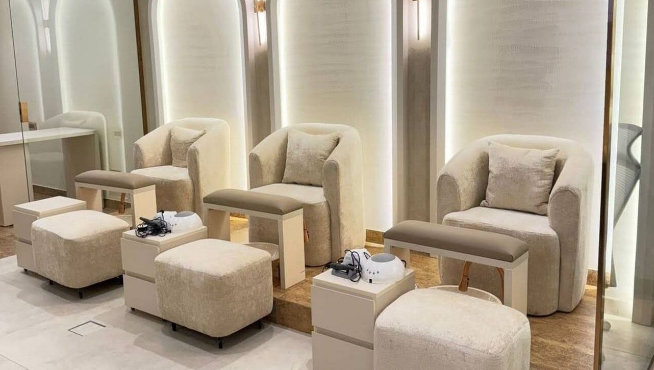 Plush pedicure chairs at OASIS BEAUTY HOUSE in Riyadh, offering luxurious beauty treatments in Riyadh Province, SA.