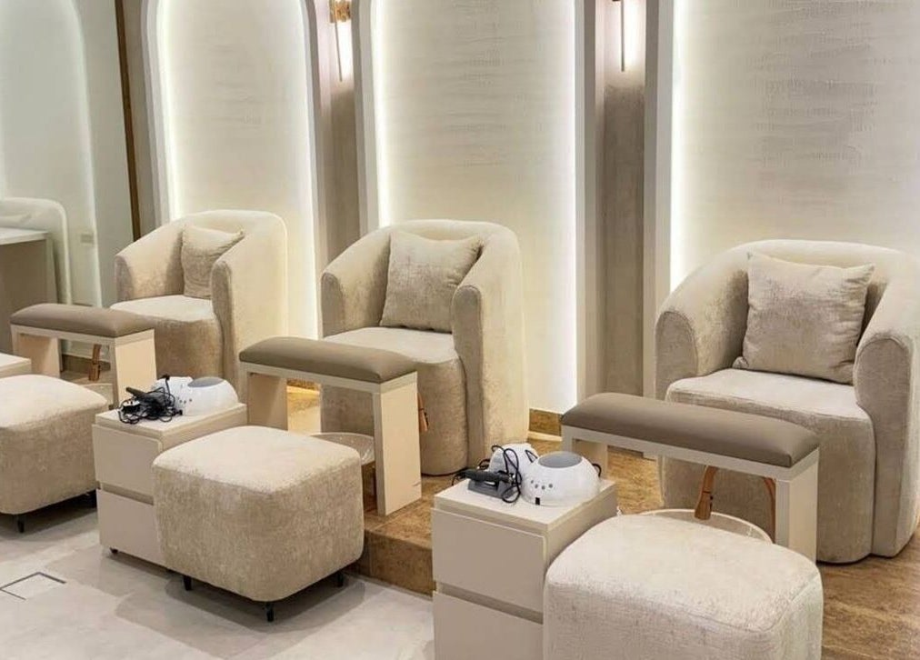 Plush pedicure chairs at OASIS BEAUTY HOUSE in Riyadh, offering luxurious beauty treatments in Riyadh Province, SA.