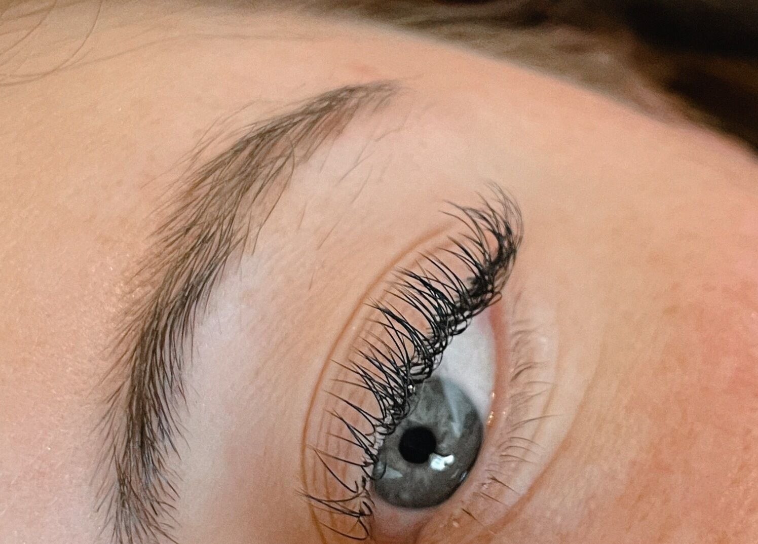 Close-up of beautifully curled lashes at GuchiGlowUp, Eugene, Oregon, US.