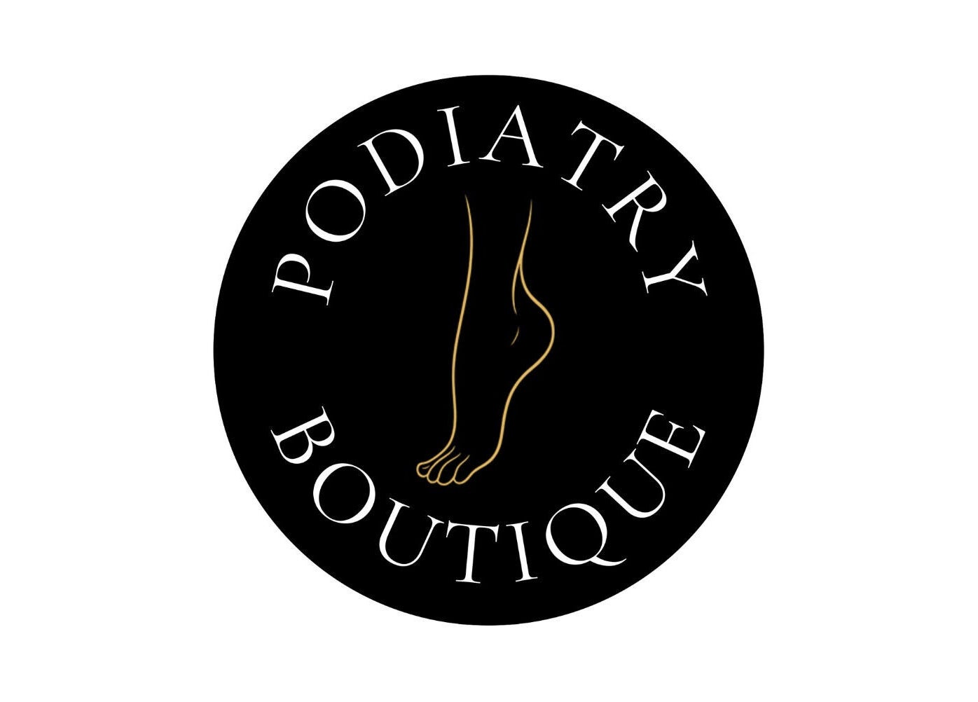 Elegant logo for Podiatry Boutique in South Miami, Florida, US, featuring a stylized foot design.