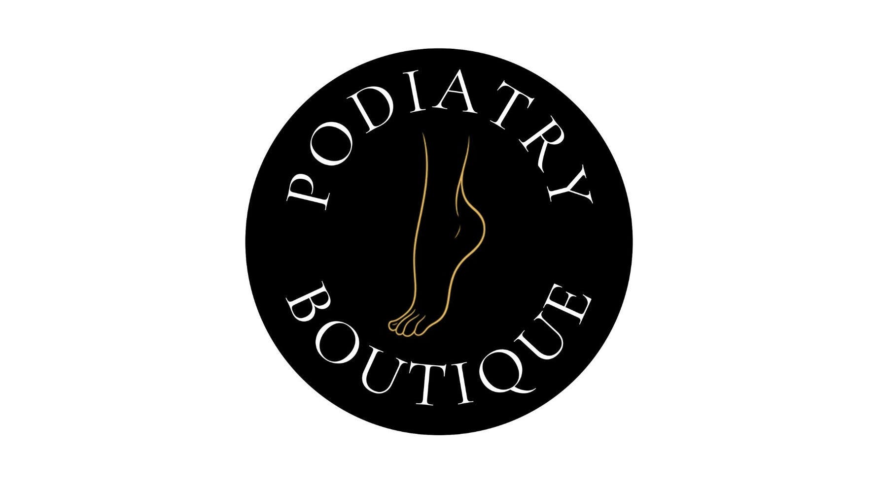 Elegant logo for Podiatry Boutique in South Miami, Florida, US, featuring a stylized foot design.