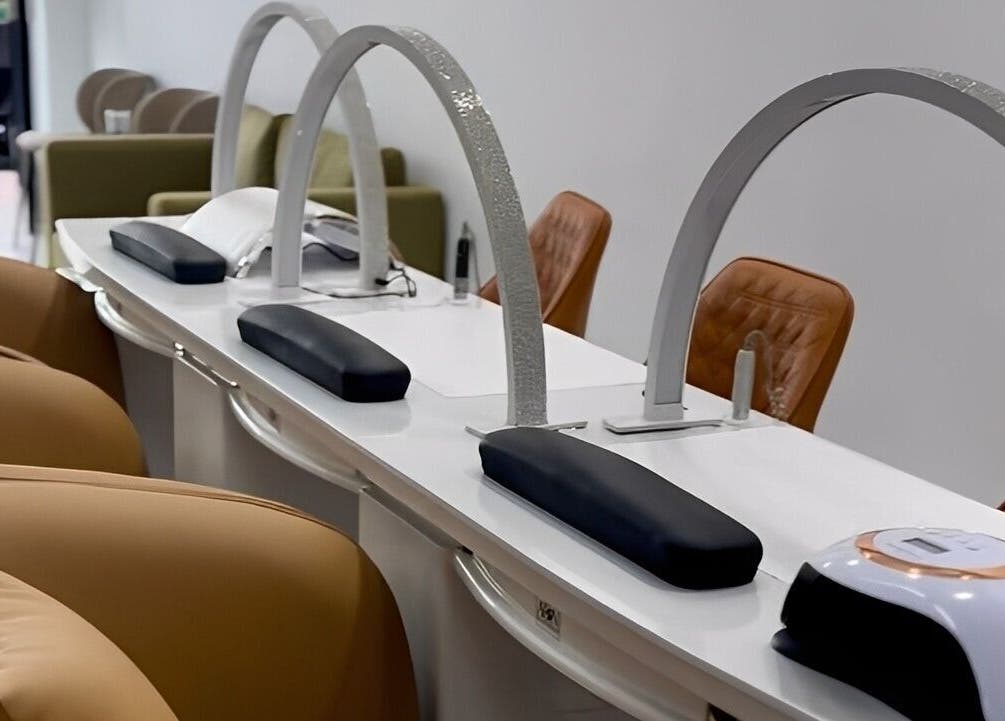 Elegant nail station at Eloura Nail, Plympton, South Australia, AU with modern decor.