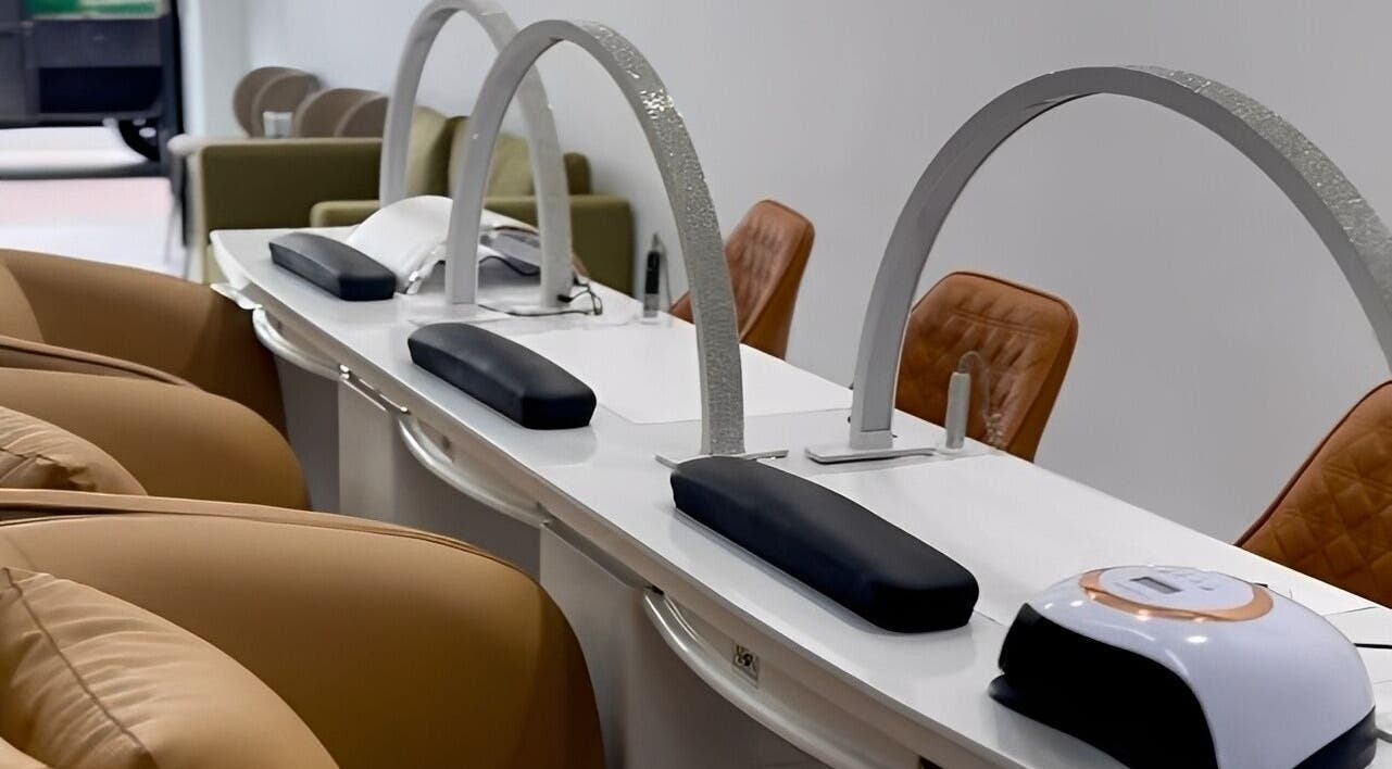 Elegant nail station at Eloura Nail, Plympton, South Australia, AU with modern decor.