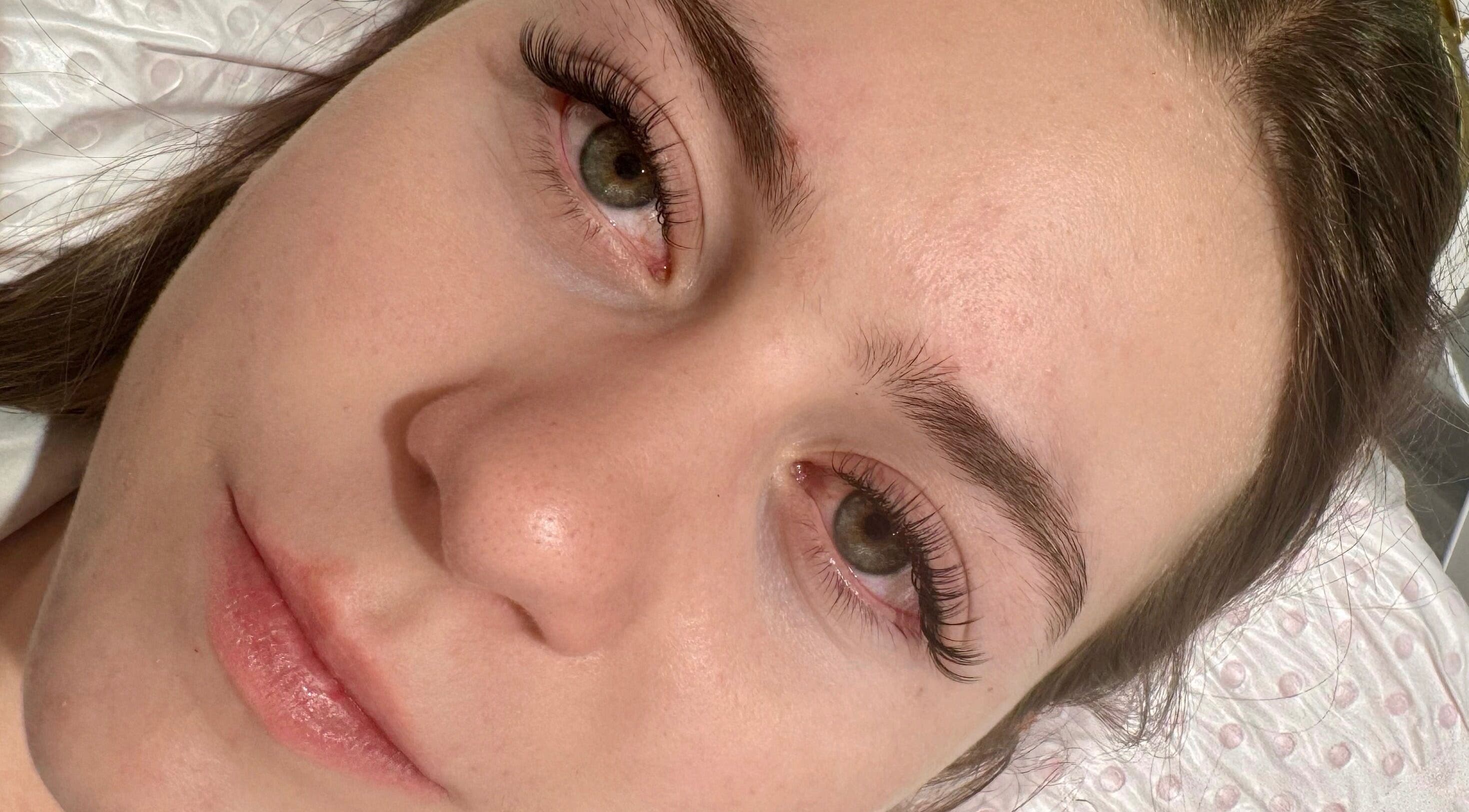 Close-up of eyelash extensions at Anna Lash & Brow, Bexley, New South Wales, AU.