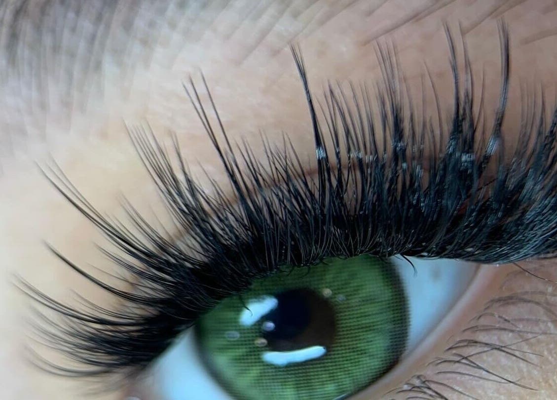 Close-up of lush eyelash extensions at Anna Lash & Brow, Bexley, New South Wales, AU.