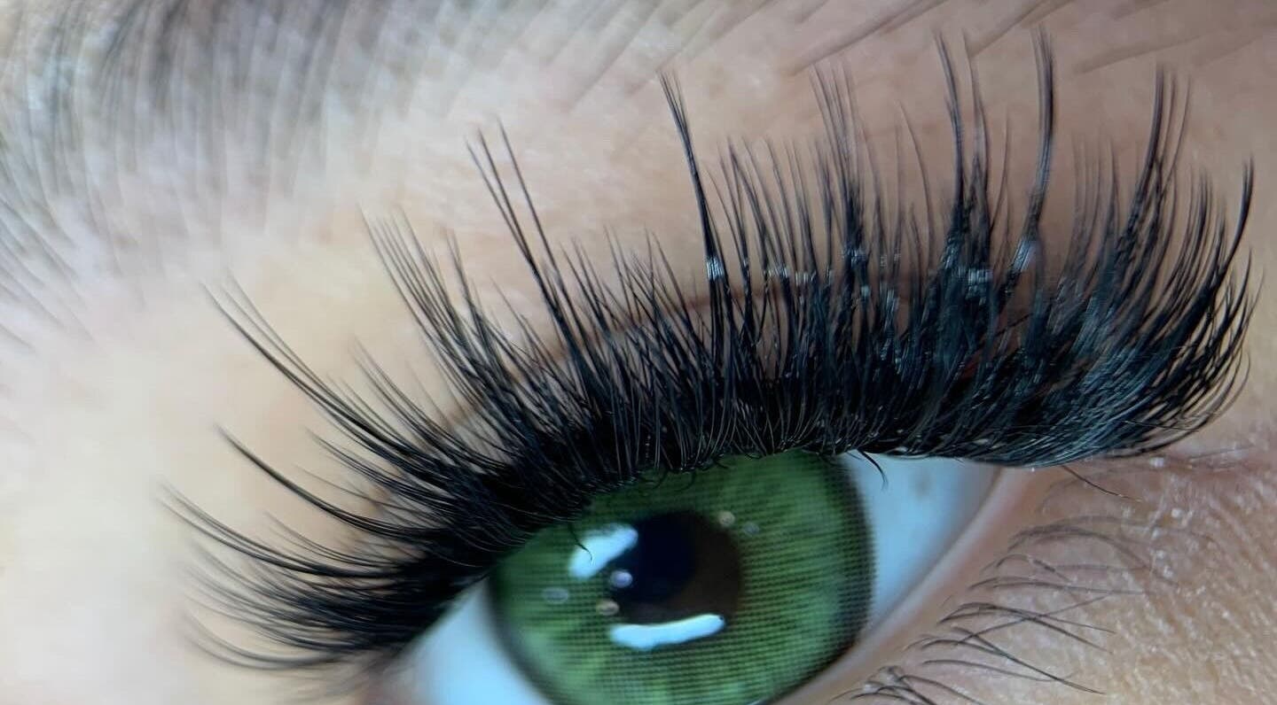 Close-up of lush eyelash extensions at Anna Lash & Brow, Bexley, New South Wales, AU.