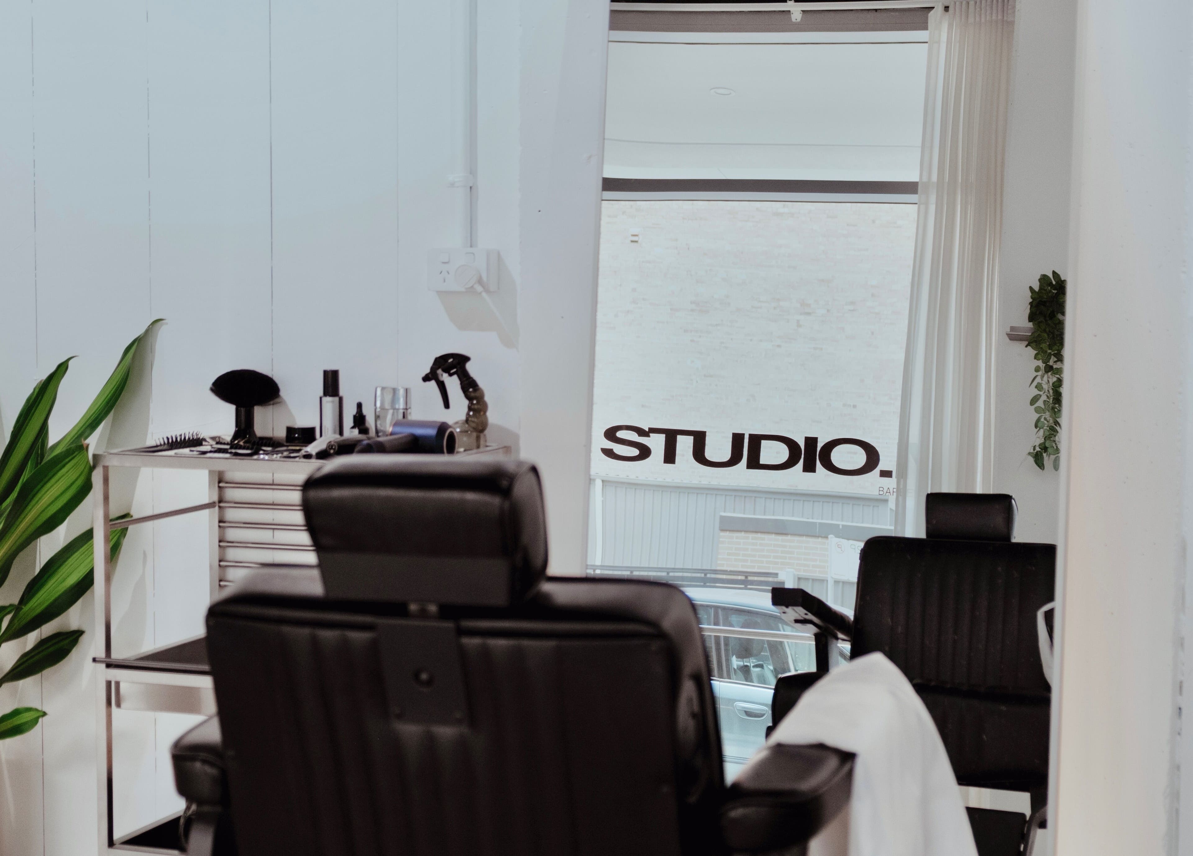 Modern salon chair and decor at Studio.M, Camperdown, New South Wales, AU.