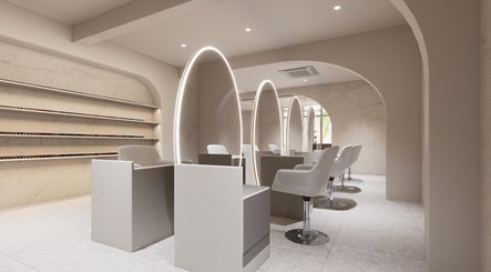 Modern seating and mirrors at LILS SALON in Cyberjaya, Selangor, MY offering a chic beauty experience.