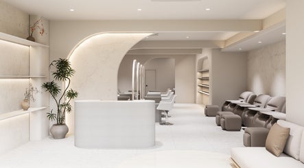 Sleek interior of LILS SALON in Cyberjaya, Selangor, MY with modern seating and neutral tones.
