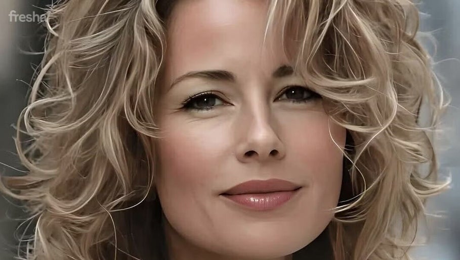 Blonde model with stylish curls at Nita’s hair studio, Cape Town, Western Cape, ZA.