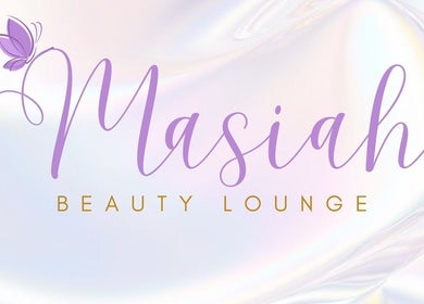 Masiah Beauty Lounge logo in Paramaribo, SR on a pastel background featuring a purple butterfly.