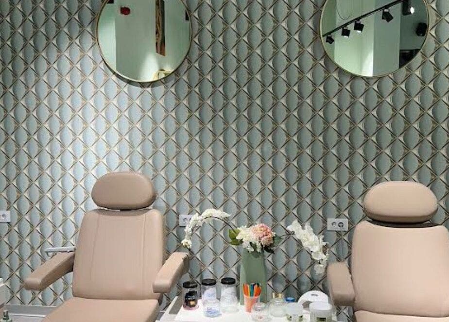 Elegant nail treatment chairs at Nail Lab IR Belgrade Waterfront, Beograd, RS with modern decor.