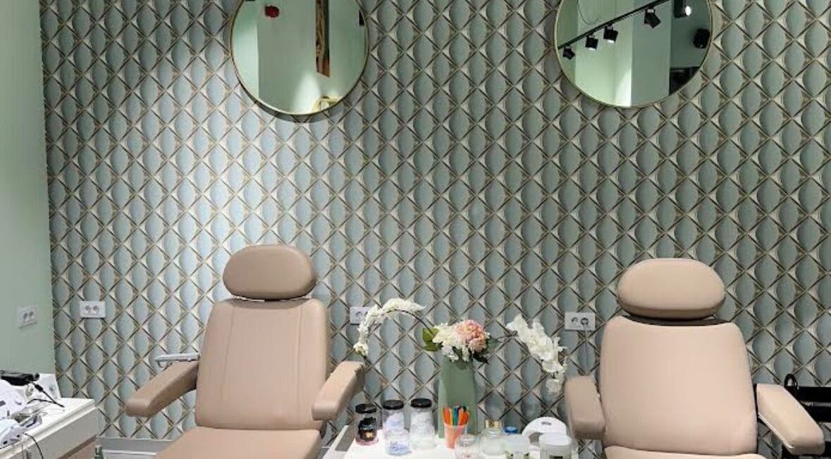 Elegant nail treatment chairs at Nail Lab IR Belgrade Waterfront, Beograd, RS with modern decor.