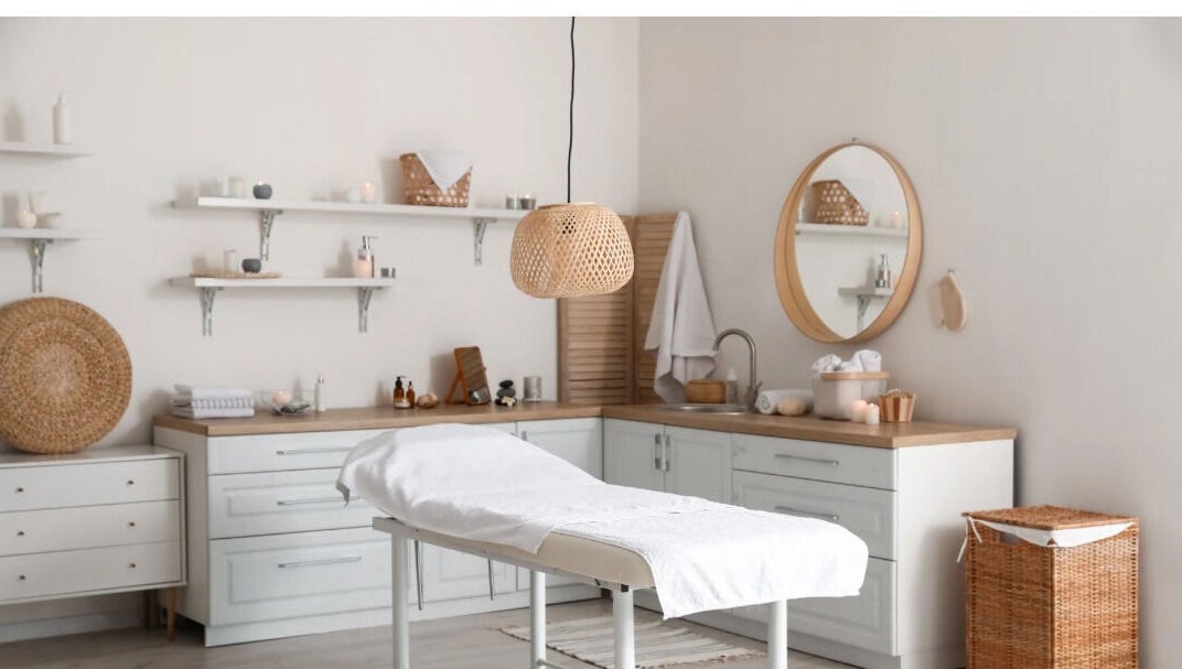 Calming beauty room at New Era Brows & Beauty in Chiswick, New South Wales, AU with elegant decor.