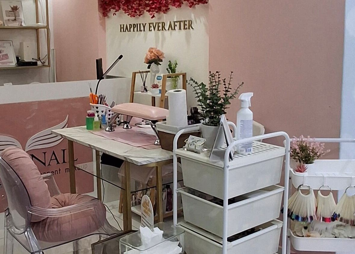 Chic manicure setup at XO' Beauty by Micaela in Johannesburg, Gauteng, ZA, showcasing tools and decor.