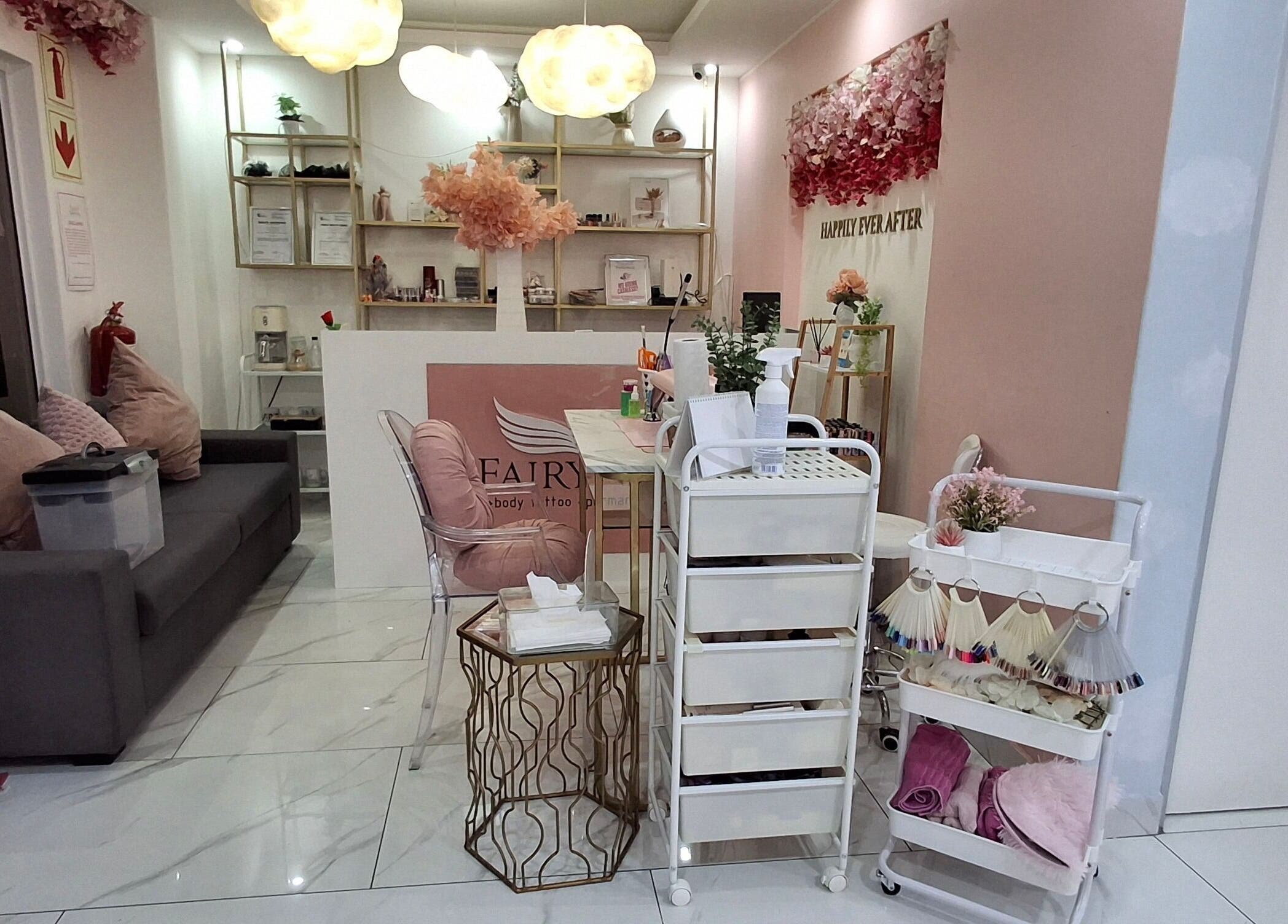 Chic interior of XO' Beauty by Micaela, Johannesburg, Gauteng, ZA featuring cozy seating and beauty products.